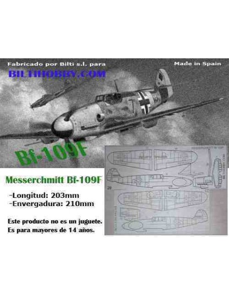 AVION MADERA BALSA MESSERCHMITT Bf109. Maquetas Madera Balsa. Modelismo Aviones. Bilti Hobby.