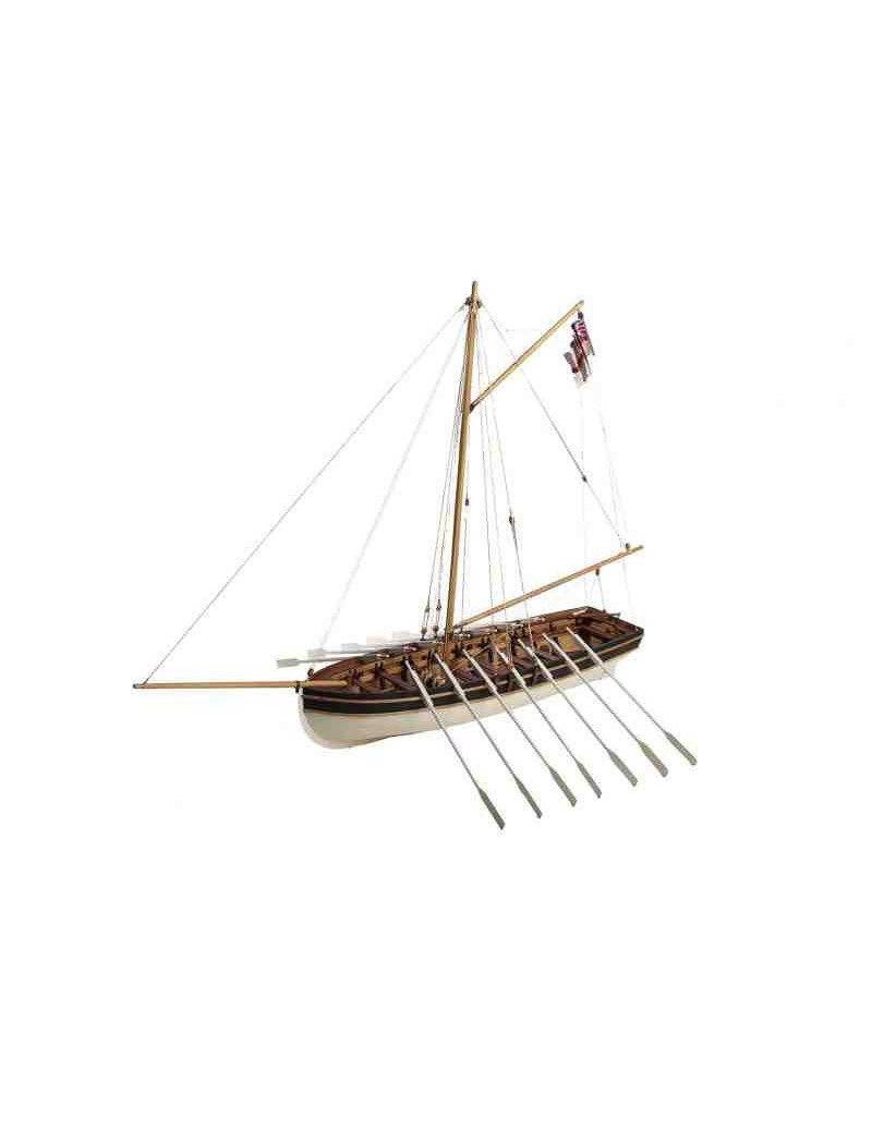 Barco Estático de Época en Madera, H.M.S. AGAMEMNOM Lancha del Capitán Nelson, fabricante Disarmodel