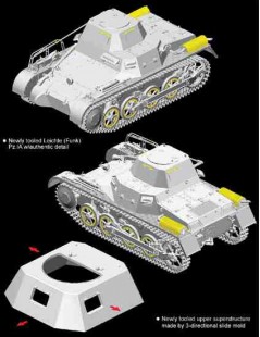 Tanque Estático de Plástico,  LEICHTE (FUNK) Pz.Kpfw.I Ausf.A , Escala 1/35 fabricante Dragon