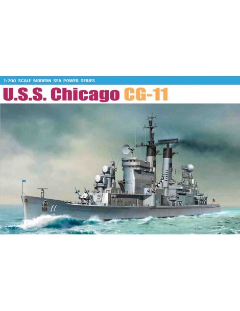 Barco Estático de Plástico, U.S.S. CHICAGO CG-11 , Escala 1/700 fabricante Dragon. Maqueta Barco Militar. Bilti Hobby