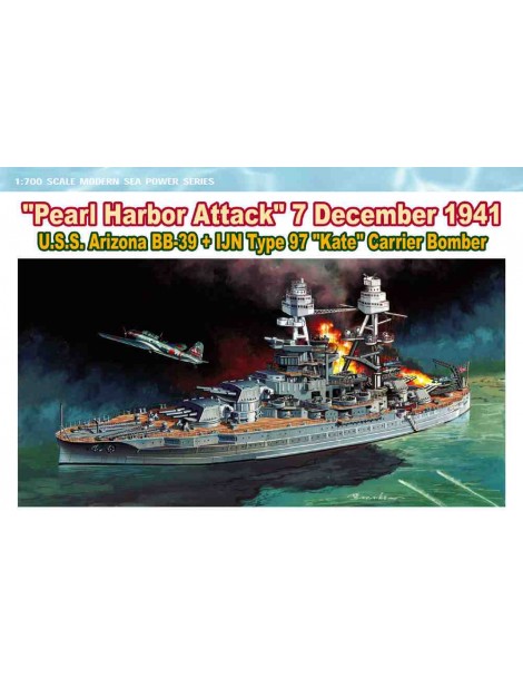 Barco Estático de Plástico, PEARL HARBOR ATTACK - 7 december 1941 , Escala 1/700 fabricante Dragon