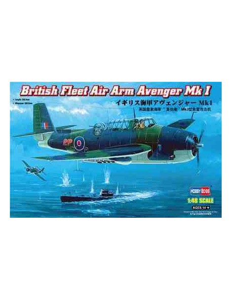 Avión Estático de Plástico, BRITISH FLET AIR ARM AVenGER MkI Escala 1/48 fabricante Hobby Boss