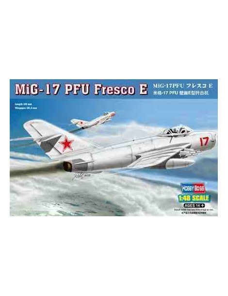 Avión Estático de Plástico, MIG-17 PFU Fresco E Escala 1/48 fabricante Hobby Boss. Modelismo Aviones Estáticos. Bilti Hobby.