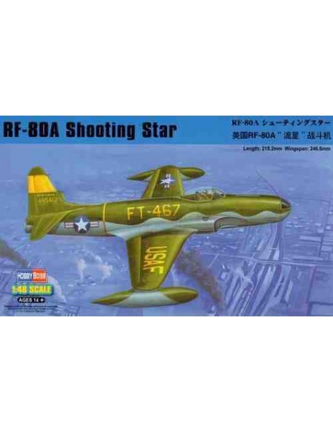 Avión Estático de Plástico, RF-80A SHOOTING STAR Escala 1/48 fabricante Hobby Boss. Modelismo Aviones. Bilti Hobby.