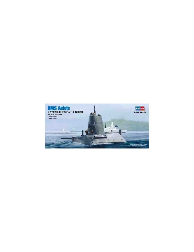 Submarino Estático de Plástico, HMS ASTUTE Escala 1/350 fabricante Hobby Boss. Modelismo Submarino. Bilti Hobby.