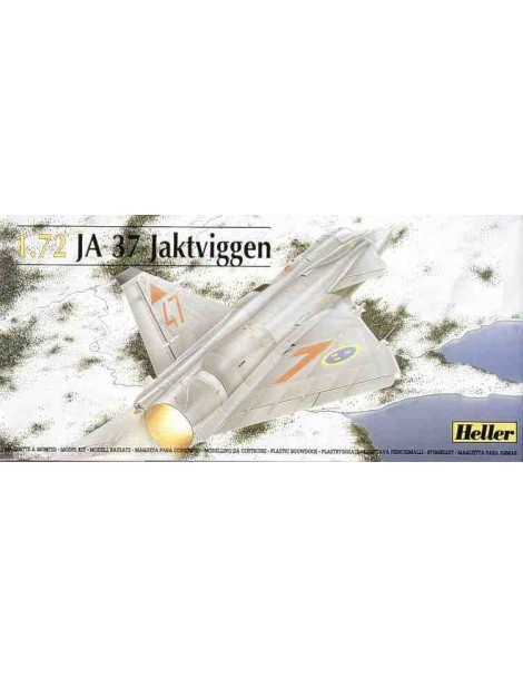 Avión Estático de Plástico, JA 37 JAKTyIGGen , Escala 1/72  fabricante Heller. Modelismo Aviones. Bilti Hobby.