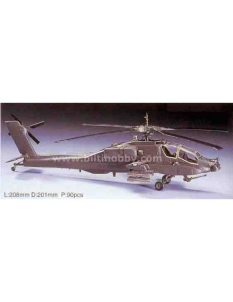Helicóptero Estático de Plástico, AH-64A APACHE , Escala 1/72  fabricante Hasegawa. Modelismo Helicópteros. Bilti Hobby.