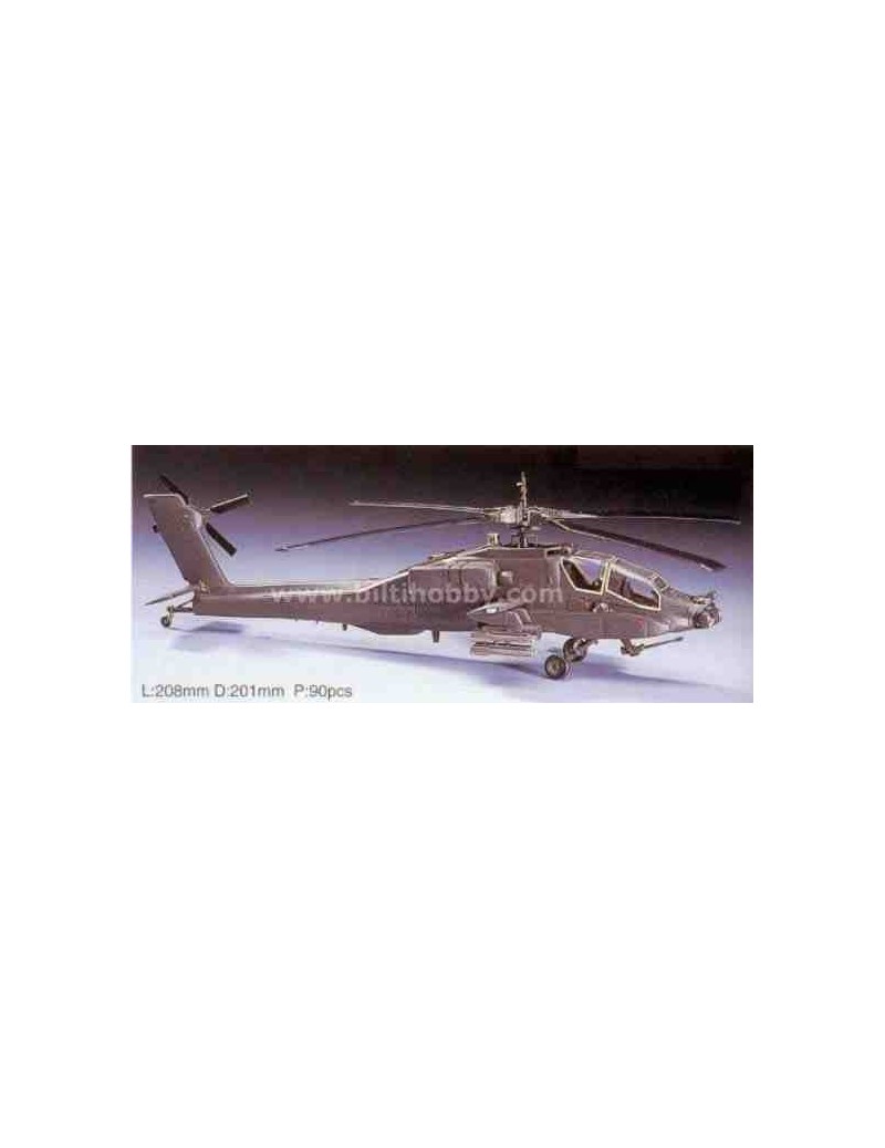 Helicóptero Estático de Plástico, AH-64A APACHE , Escala 1/72  fabricante Hasegawa. Modelismo Helicópteros. Bilti Hobby.