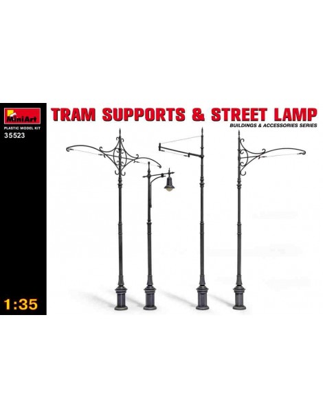TRAM SUPPORTS AND STREET LAMPS 1/35. Bilti Hobby