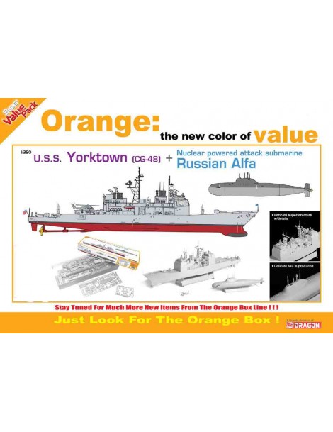 Barco Estático de Plástico, USS Yorktown & RUSSIAN ALFA , Escala , Escala 1/700  fabricante Dragon