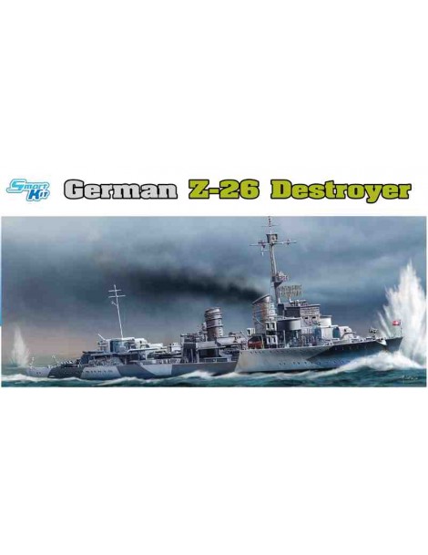 Barco Estático de Plástico, GERMAN Z-26 Destructor fotograbados, Escala 1/350 fabricante Dragon