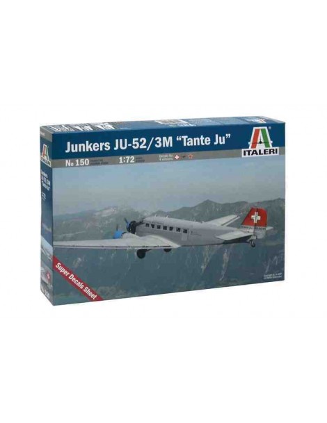 Avión Estático de Plástico, Junkers JU-52 3/m  , Escala 1/72  fabricante Italeri. Modelismo Aviones. Bilti Hobby.