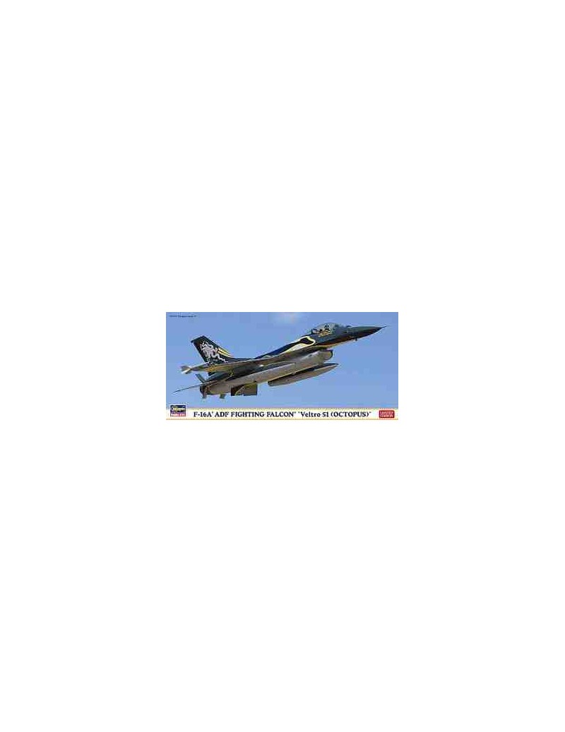 Avión Estático de Plástico, F-16A ADF "Veltro 51 OCTOPUS" , Escala 1/72  fabricante Hasegawa. Modelismo Aviones. Bilti Hobby.
